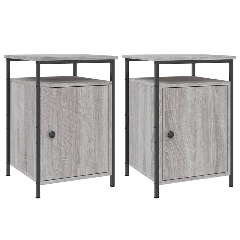 vidaXL 2 db szürke sonoma színű szerelt fa éjjeliszekrény 40x42x60 cm