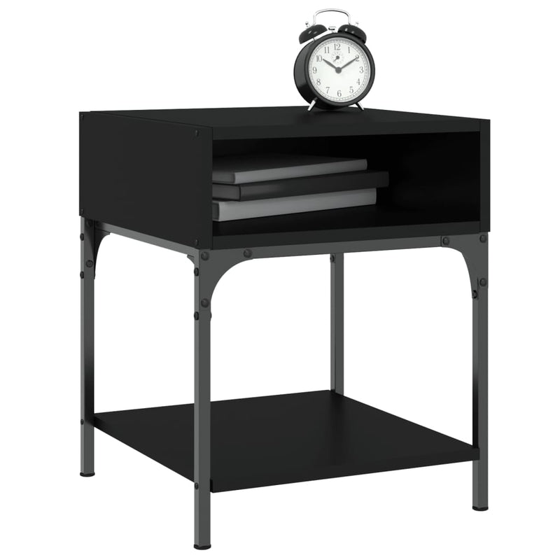 vidaXL 2 db fekete szerelt fa éjjeliszekrény 40x41x50 cm