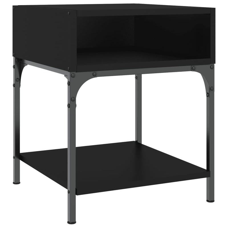 vidaXL 2 db fekete szerelt fa éjjeliszekrény 40x41x50 cm
