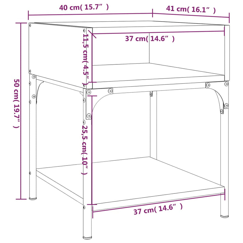vidaXL 2 db füstös tölgy színű szerelt fa éjjeliszekrény 40x41x50 cm