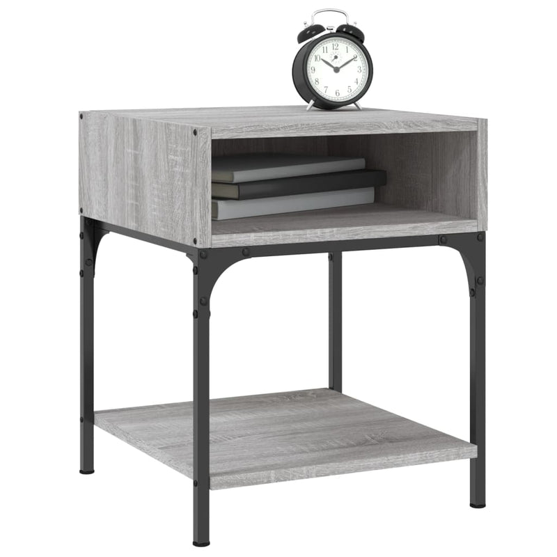vidaXL 2 db szürke sonoma színű szerelt fa éjjeliszekrény 40x41x50 cm