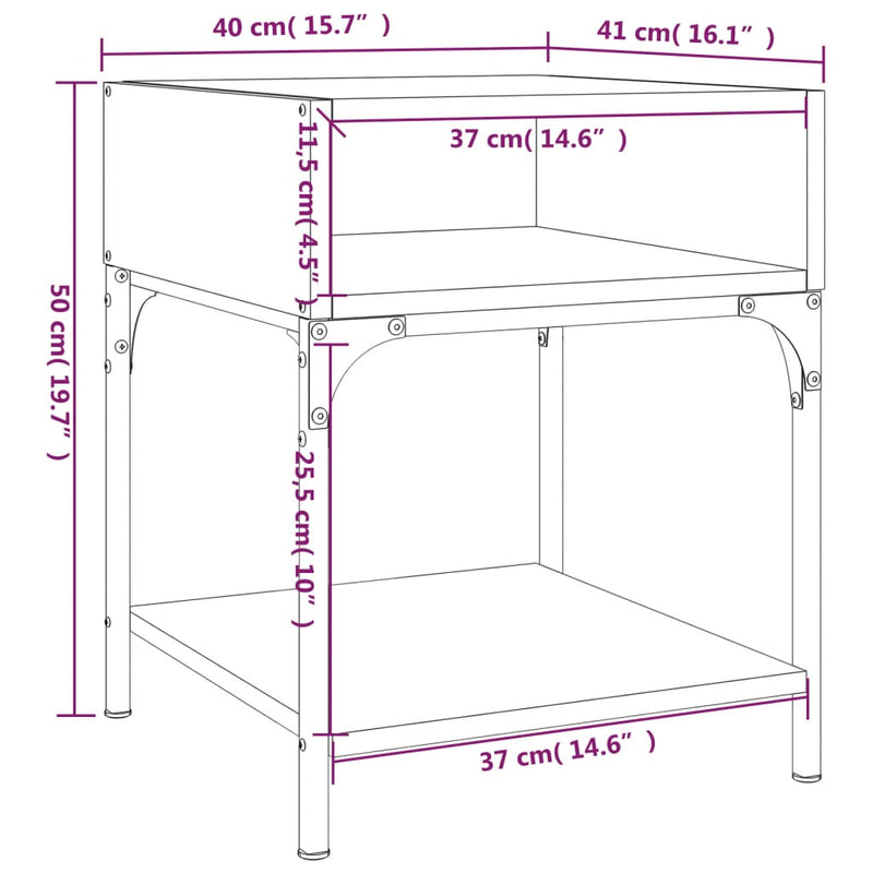vidaXL 2 db szürke sonoma színű szerelt fa éjjeliszekrény 40x41x50 cm