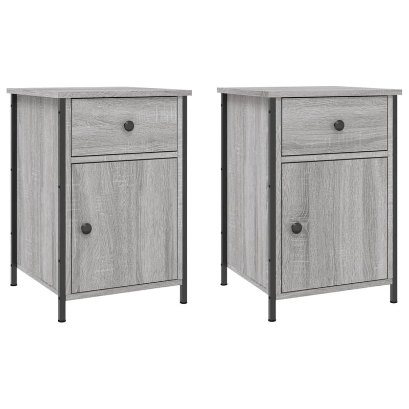 vidaXL 2 db szürke sonoma színű szerelt fa éjjeliszekrény 40x42x60 cm
