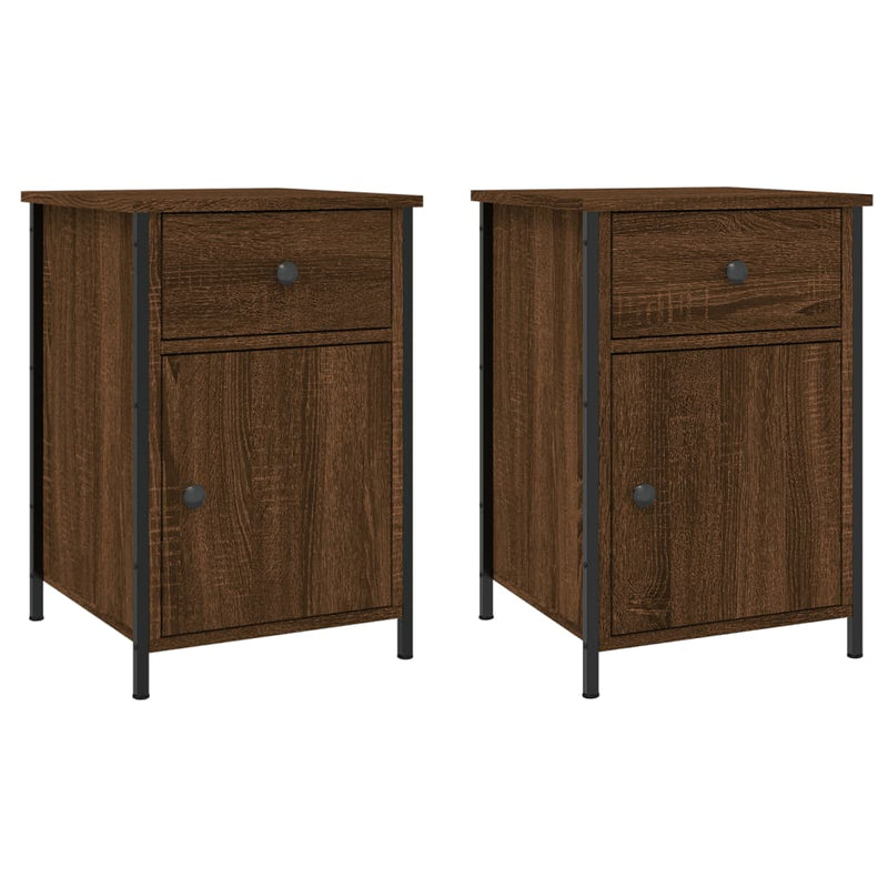 vidaXL 2 db barna tölgyszínű szerelt fa éjjeliszekrény 40 x 42 x 60 cm