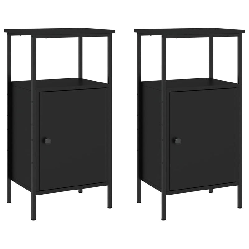 vidaXL 2 db fekete szerelt fa éjjeliszekrény 41 x 31 x 80 cm
