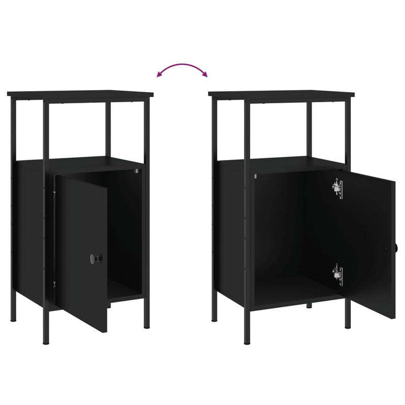 vidaXL 2 db fekete szerelt fa éjjeliszekrény 41 x 31 x 80 cm