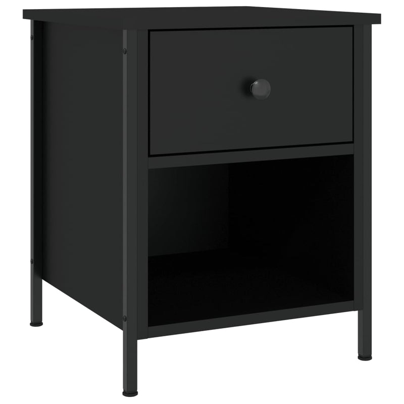 vidaXL 2 db fekete szerelt fa éjjeliszekrény 40x42x50 cm
