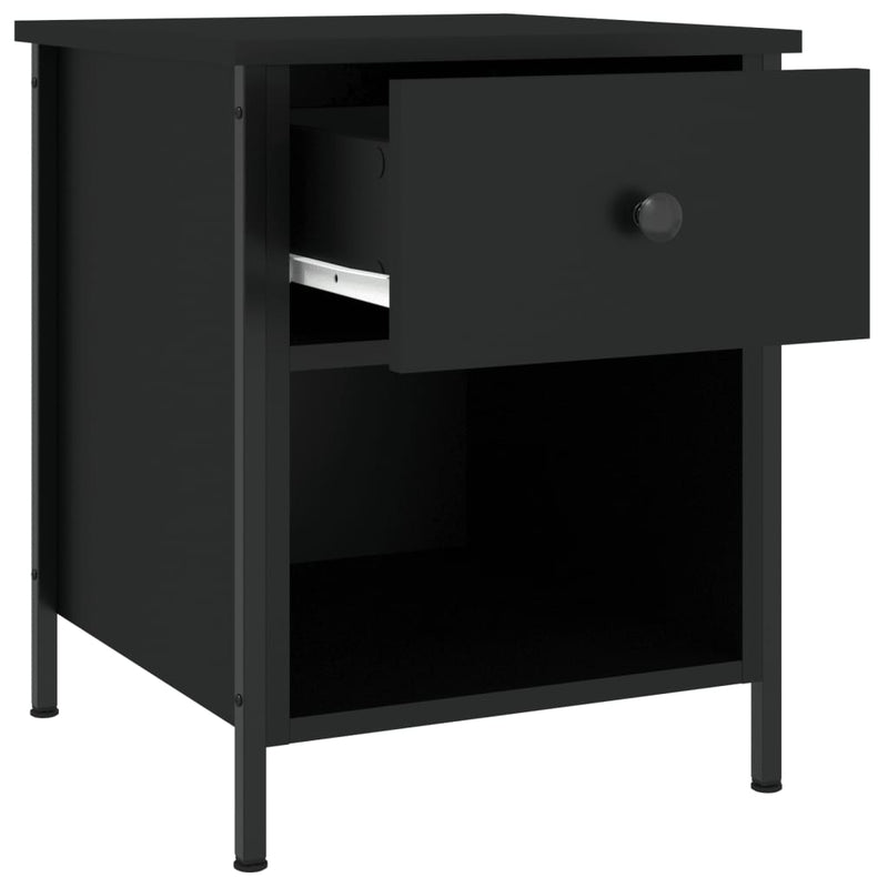 vidaXL 2 db fekete szerelt fa éjjeliszekrény 40x42x50 cm