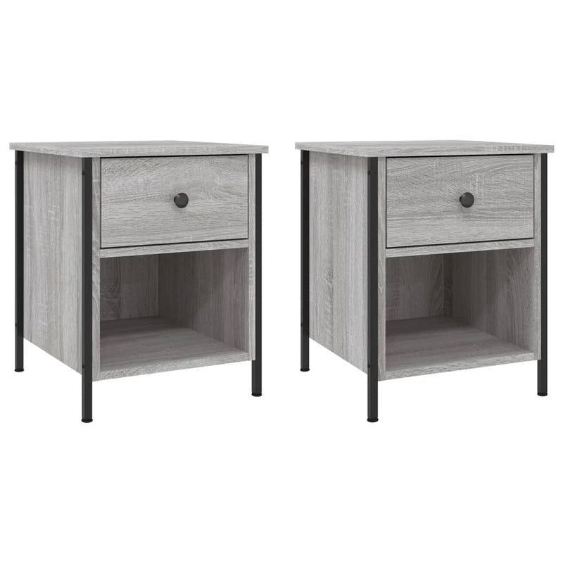 vidaXL 2 db szürke sonoma színű szerelt fa éjjeliszekrény 40x42x50 cm