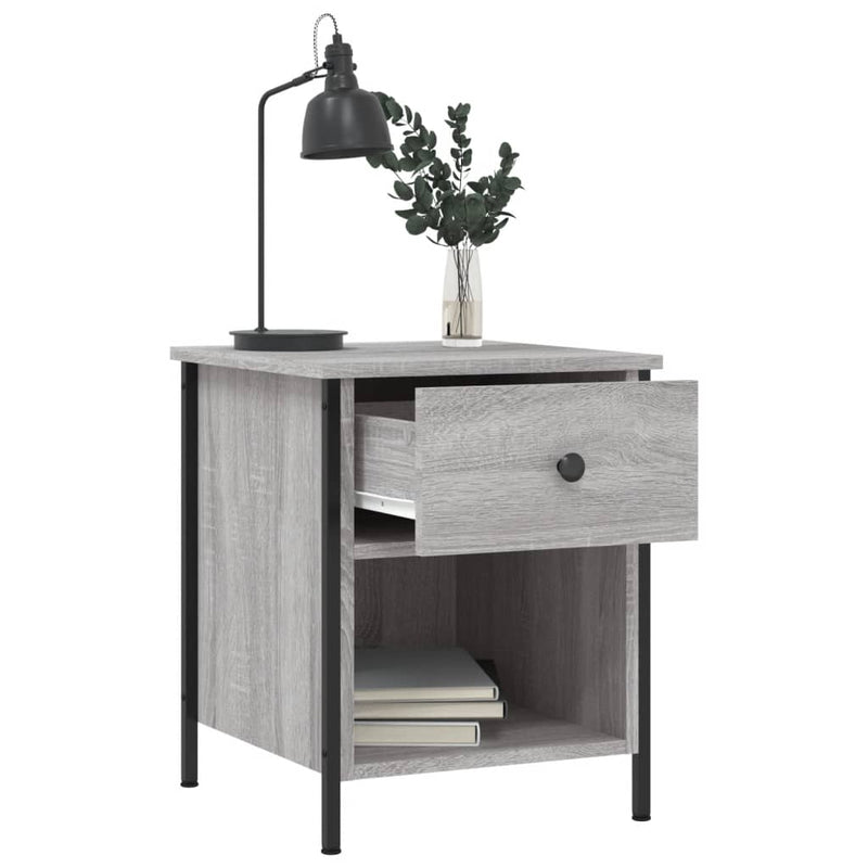vidaXL 2 db szürke sonoma színű szerelt fa éjjeliszekrény 40x42x50 cm