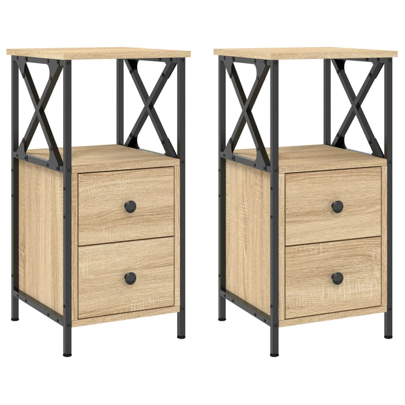 vidaXL 2 db sonoma tölgy színű szerelt fa éjjeliszekrény 34x35,5x70 cm