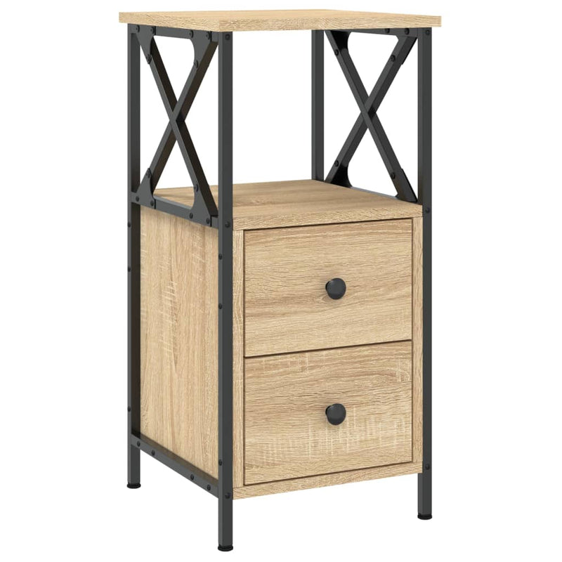 vidaXL 2 db sonoma tölgy színű szerelt fa éjjeliszekrény 34x35,5x70 cm