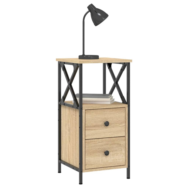 vidaXL 2 db sonoma tölgy színű szerelt fa éjjeliszekrény 34x35,5x70 cm