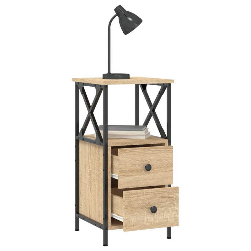 vidaXL 2 db sonoma tölgy színű szerelt fa éjjeliszekrény 34x35,5x70 cm