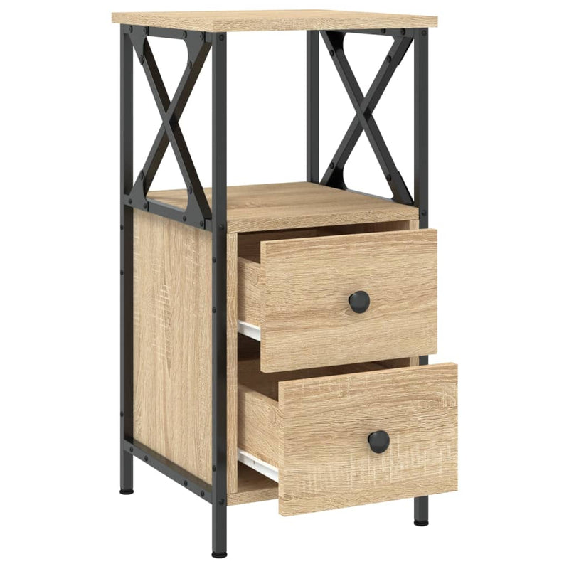 vidaXL 2 db sonoma tölgy színű szerelt fa éjjeliszekrény 34x35,5x70 cm