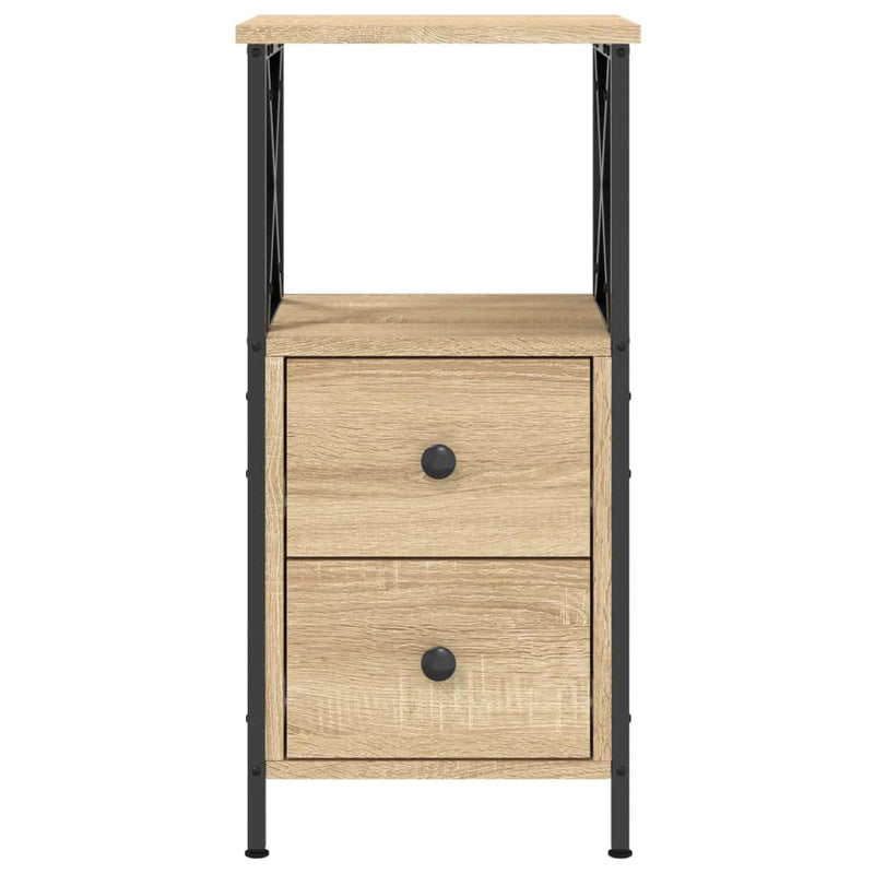 vidaXL 2 db sonoma tölgy színű szerelt fa éjjeliszekrény 34x35,5x70 cm