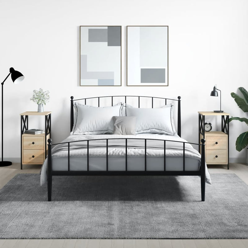 vidaXL 2 db sonoma tölgy színű szerelt fa éjjeliszekrény 34x35,5x70 cm