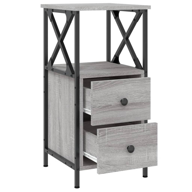 vidaXL szürke sonoma színű szerelt fa éjjeliszekrény 34x35,5x70 cm