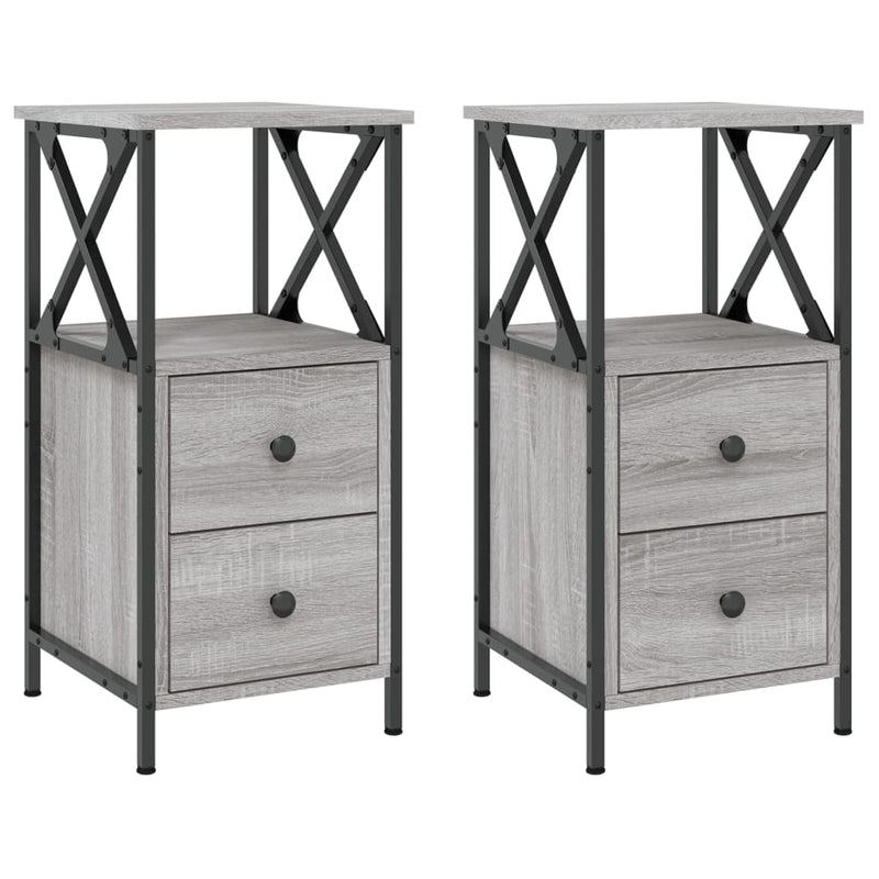 vidaXL 2 db szürke sonoma színű éjjeliszekrény 34x35,5x70 cm
