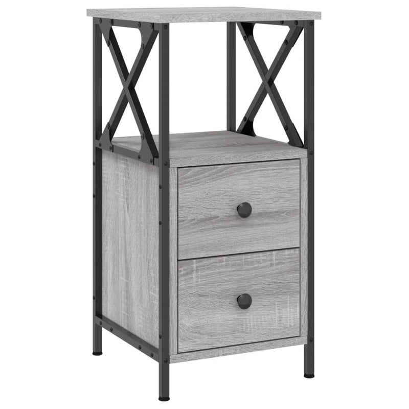 vidaXL 2 db szürke sonoma színű éjjeliszekrény 34x35,5x70 cm