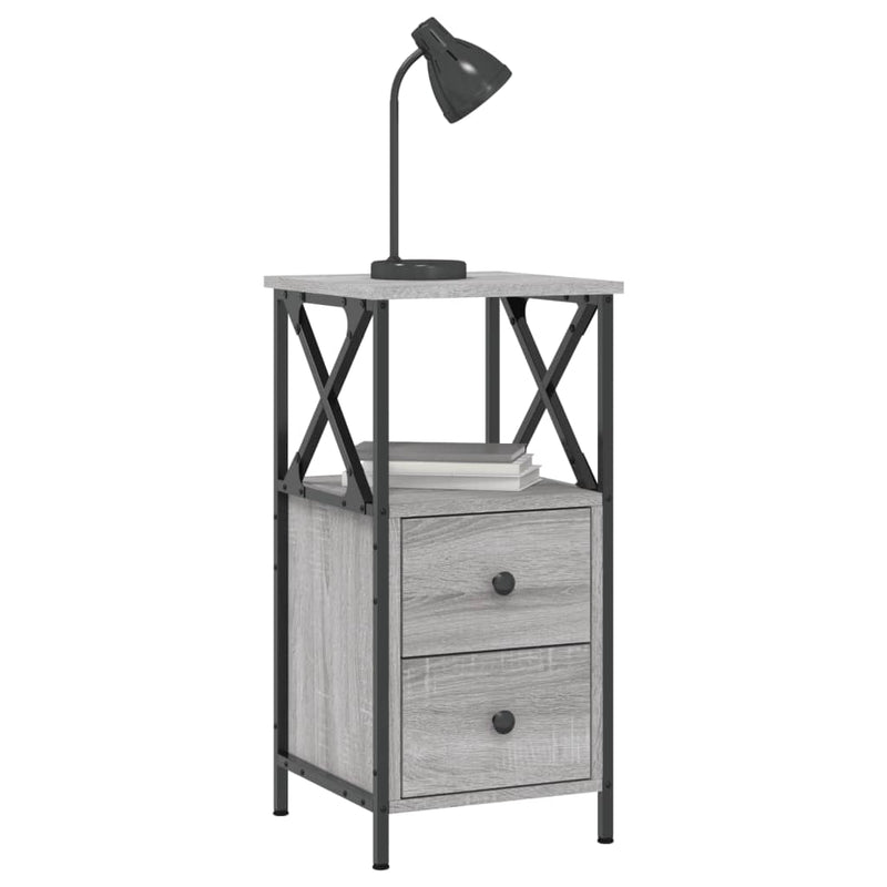 vidaXL 2 db szürke sonoma színű éjjeliszekrény 34x35,5x70 cm