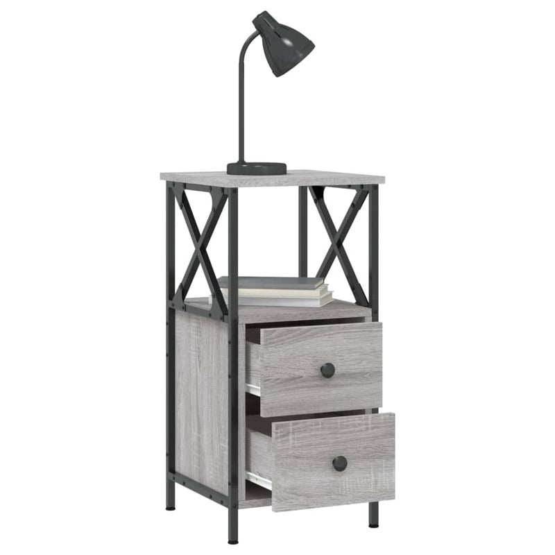 vidaXL 2 db szürke sonoma színű éjjeliszekrény 34x35,5x70 cm