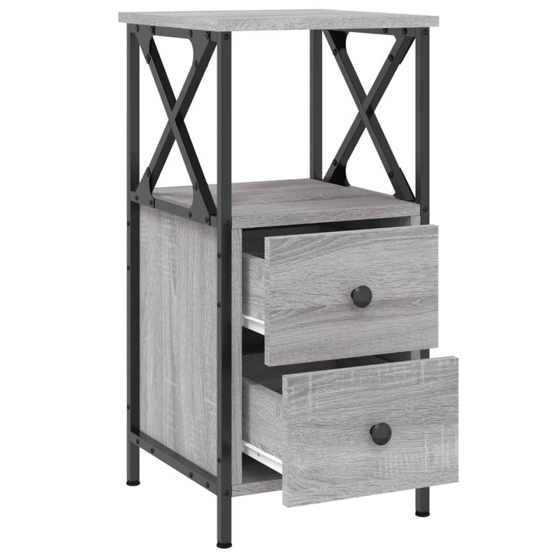 vidaXL 2 db szürke sonoma színű éjjeliszekrény 34x35,5x70 cm