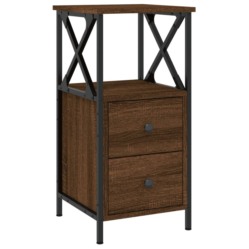 vidaXL 2 db barna tölgyszínű szerelt fa éjjeliszekrény 34x35,5x70 cm