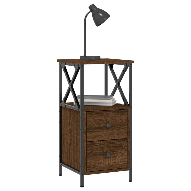 vidaXL 2 db barna tölgyszínű szerelt fa éjjeliszekrény 34x35,5x70 cm