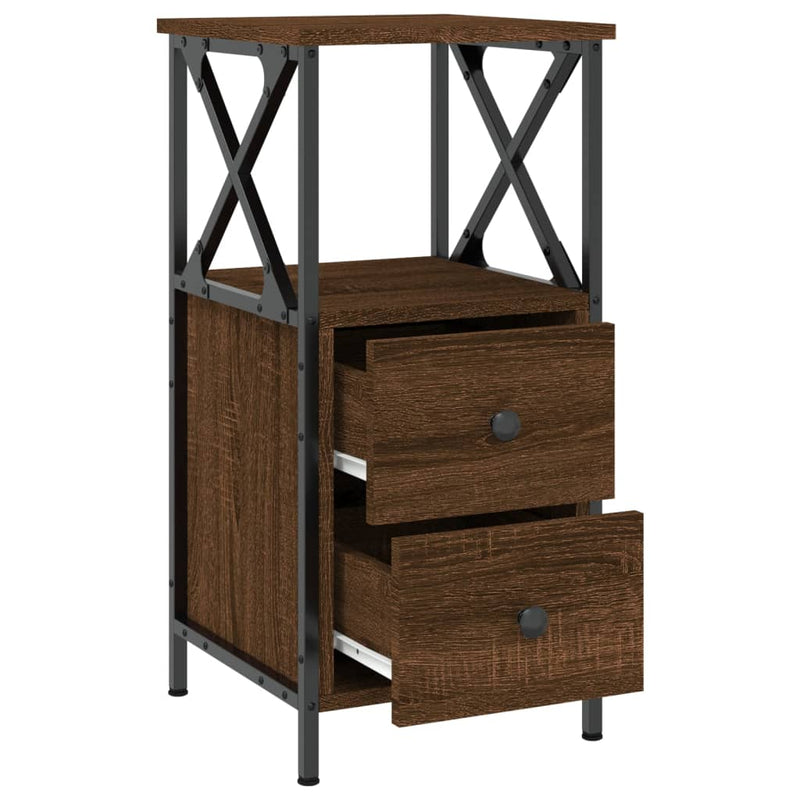 vidaXL 2 db barna tölgyszínű szerelt fa éjjeliszekrény 34x35,5x70 cm