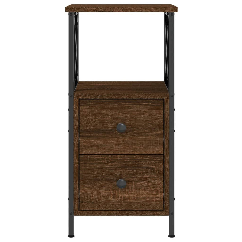 vidaXL 2 db barna tölgyszínű szerelt fa éjjeliszekrény 34x35,5x70 cm
