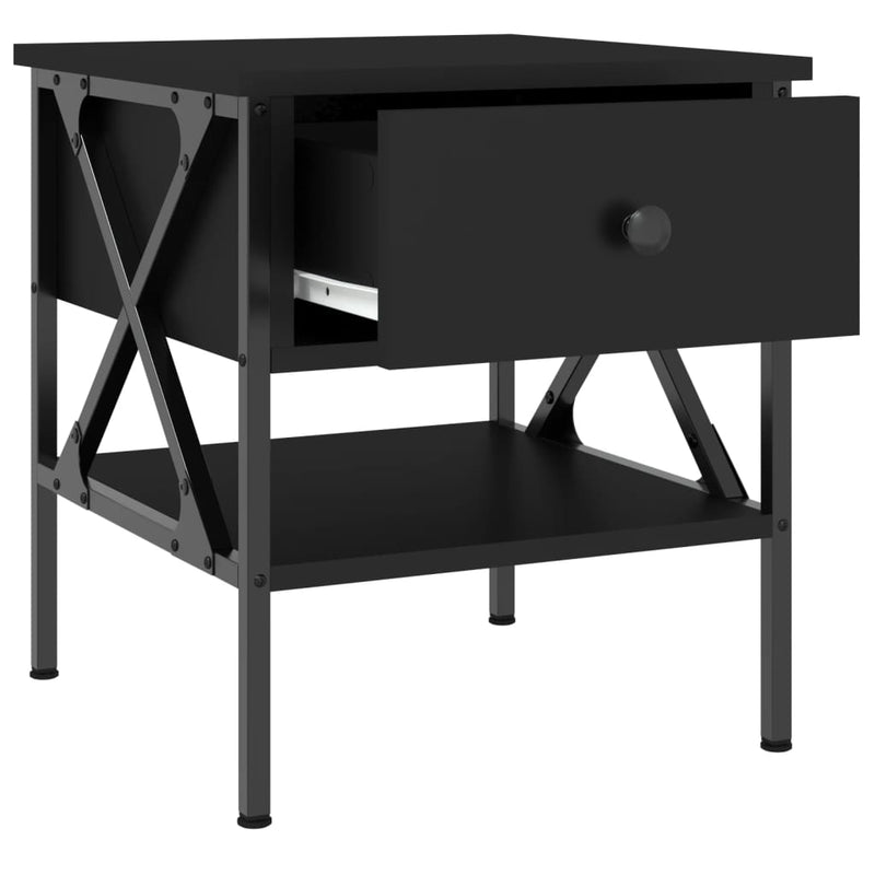 vidaXL fekete szerelt fa ágy melletti asztal 40 x 42 x 45 cm