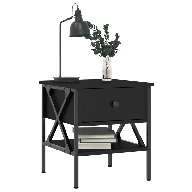 vidaXL 2 db fekete szerelt fa éjjeliszekrény 40 x 42 x 45 cm