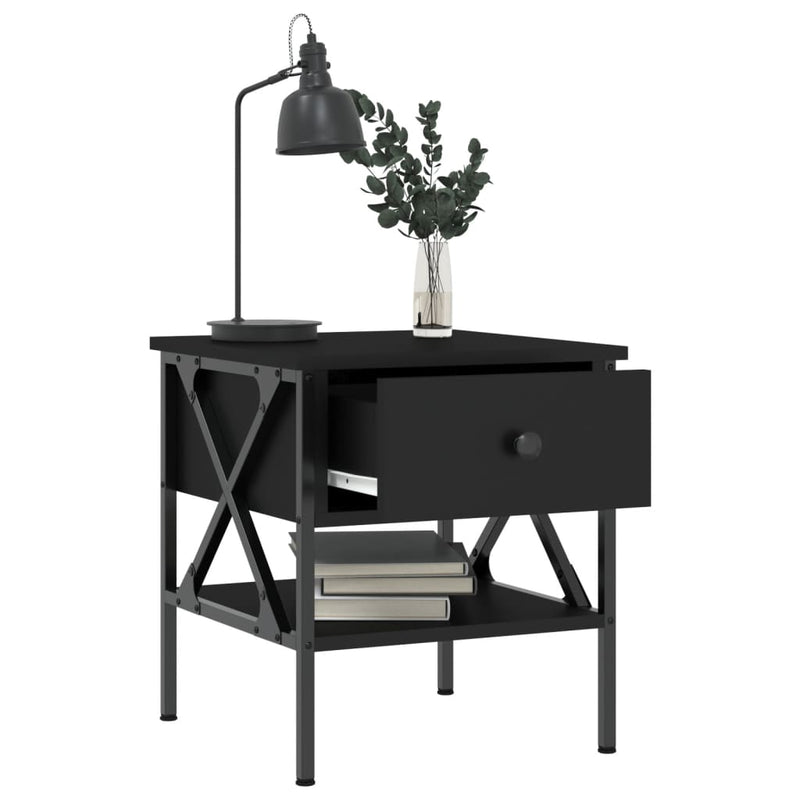 vidaXL 2 db fekete szerelt fa éjjeliszekrény 40 x 42 x 45 cm