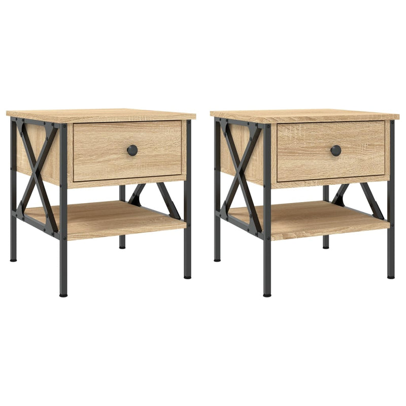 vidaXL 2 db sonoma tölgy színű szerelt fa éjjeliszekrény 40x42x45 cm