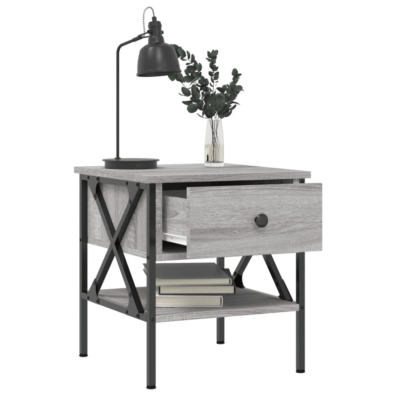 vidaXL 2 db szürke sonoma színű szerelt fa éjjeliszekrény 40x42x45 cm