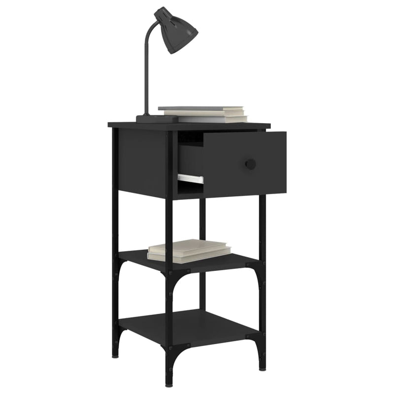 vidaXL 2 db fekete szerelt fa éjjeliszekrény 34x36x70 cm