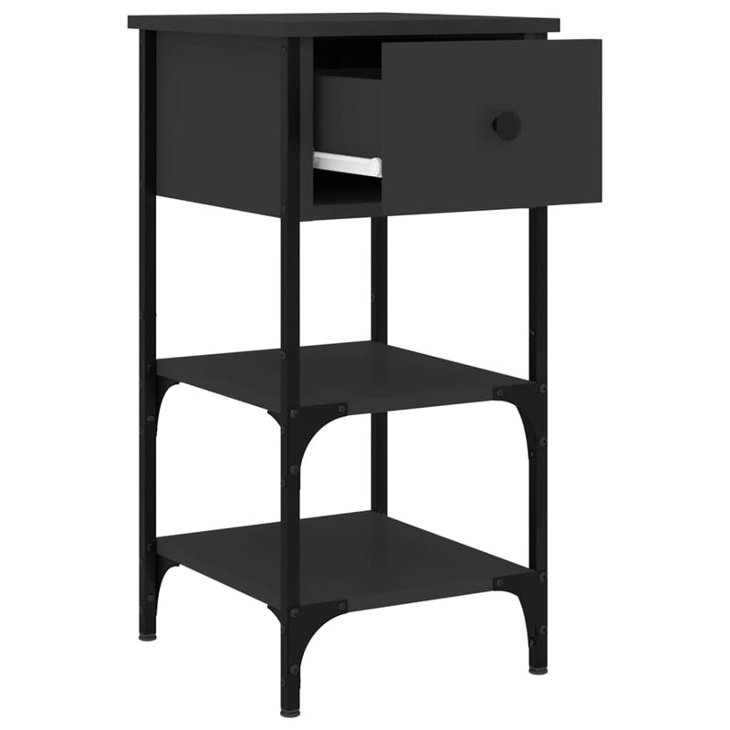 vidaXL 2 db fekete szerelt fa éjjeliszekrény 34x36x70 cm