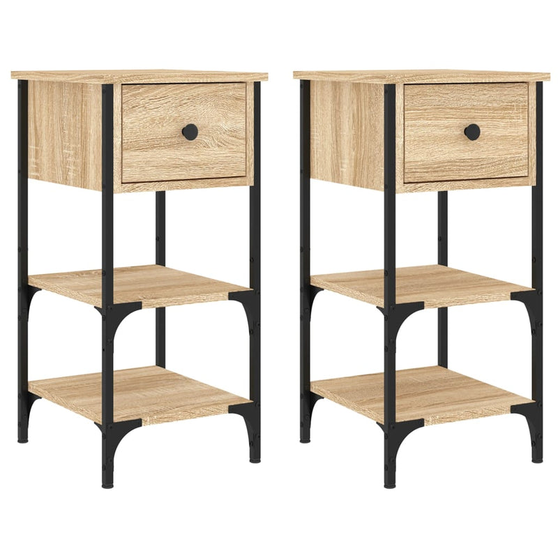 vidaXL 2 db sonoma tölgy színű szerelt fa éjjeliszekrény 34x36x70 cm