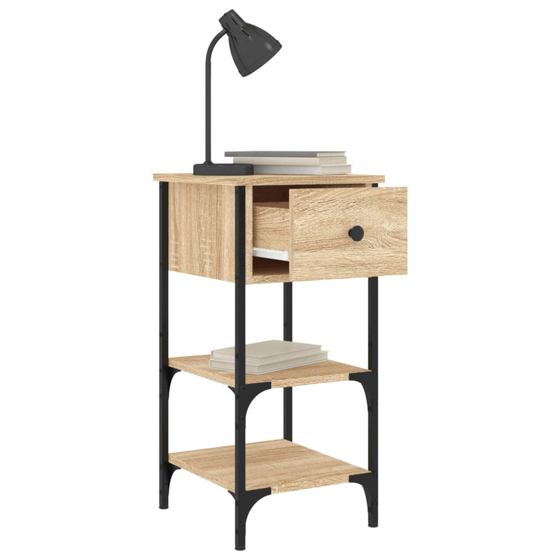 vidaXL 2 db sonoma tölgy színű szerelt fa éjjeliszekrény 34x36x70 cm