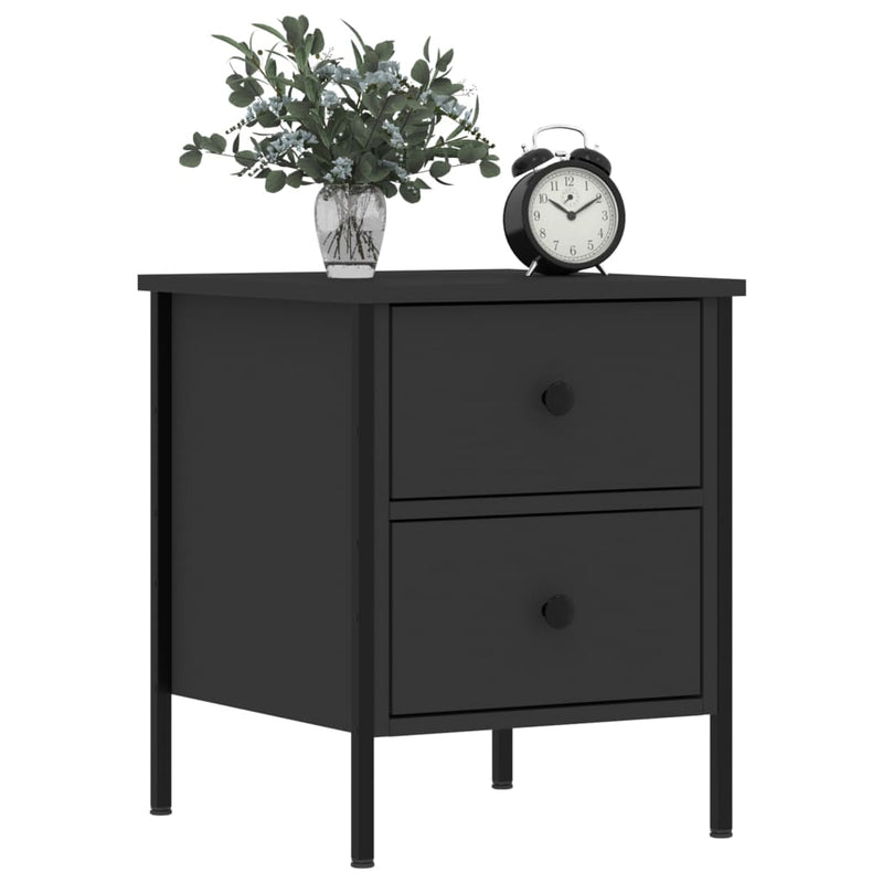 vidaXL 2 db fekete szerelt fa éjjeliszekrény 40x42x50 cm
