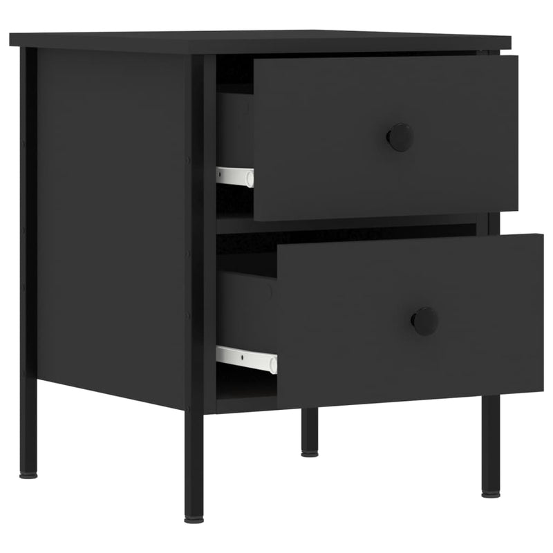 vidaXL 2 db fekete szerelt fa éjjeliszekrény 40x42x50 cm