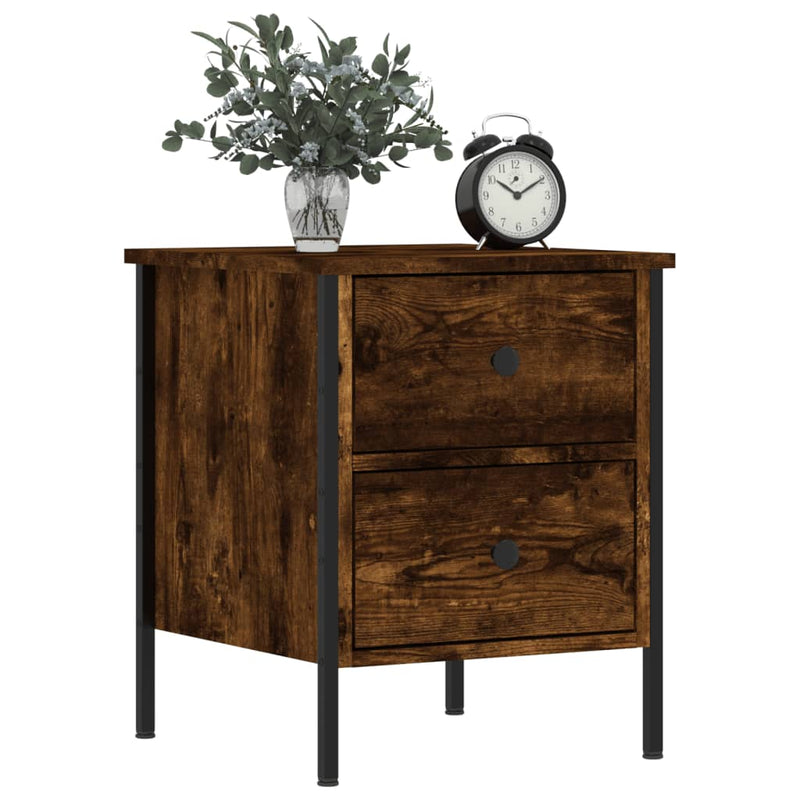 vidaXL 2 db füstös tölgy színű szerelt fa éjjeliszekrény 40x42x50 cm