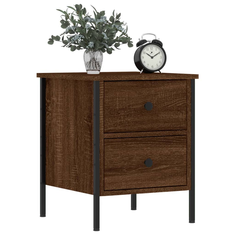 vidaXL 2 db barna tölgyszínű szerelt fa éjjeliszekrény 40x42x50 cm