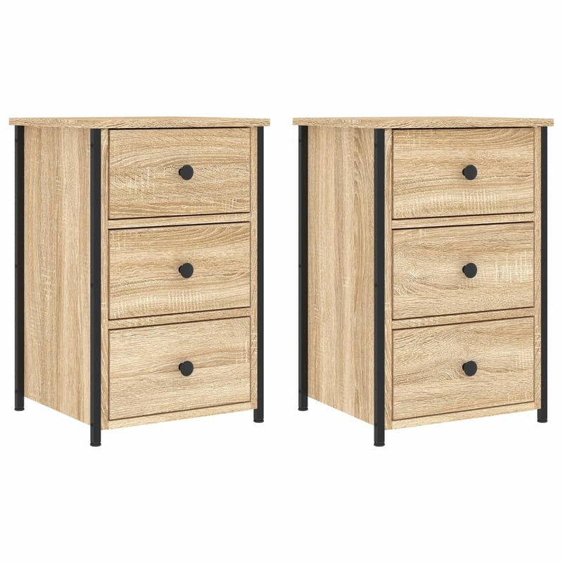 vidaXL 2 db sonoma tölgy színű szerelt fa éjjeliszekrény 40x36x60 cm