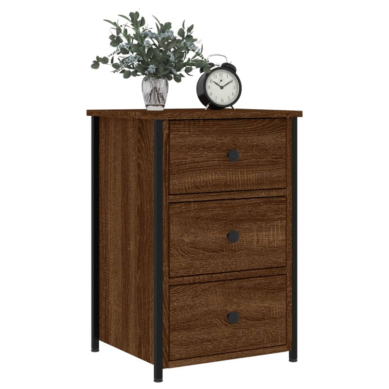 vidaXL 2 db barna tölgyszínű szerelt fa éjjeliszekrény 40x36x60 cm