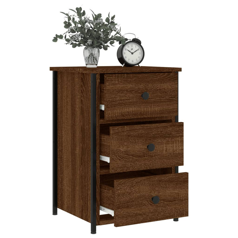 vidaXL 2 db barna tölgyszínű szerelt fa éjjeliszekrény 40x36x60 cm