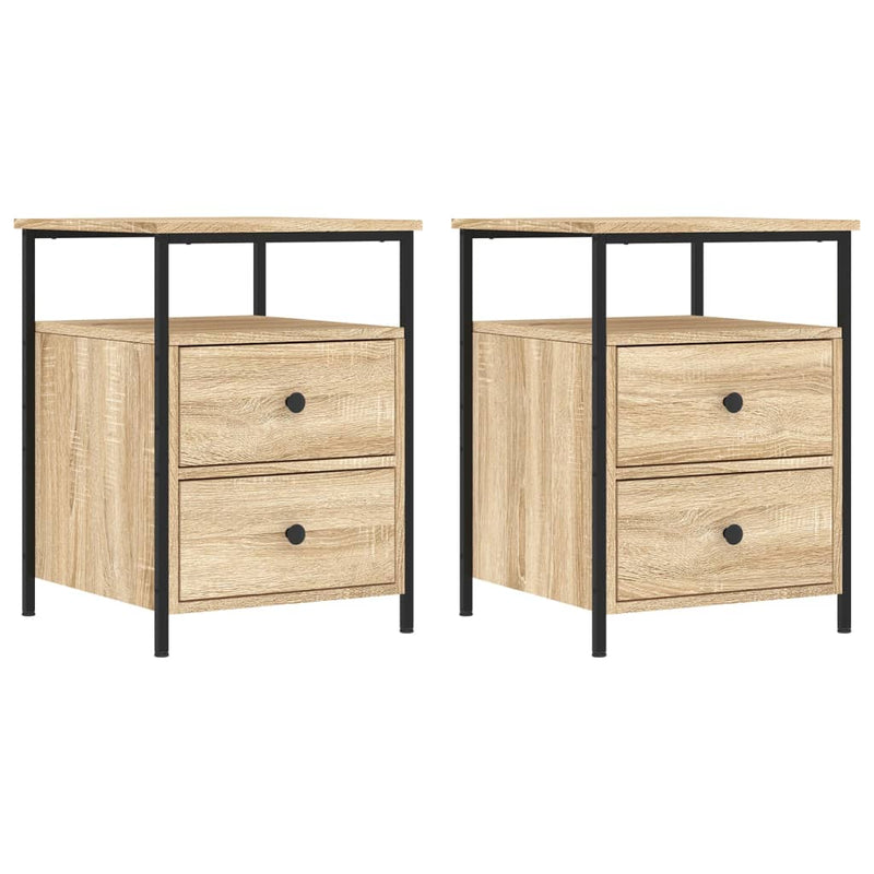 vidaXL 2 db sonoma tölgy színű szerelt fa éjjeliszekrény 44x45x60 cm
