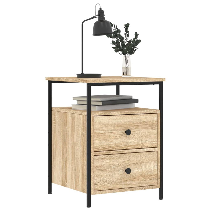 vidaXL 2 db sonoma tölgy színű szerelt fa éjjeliszekrény 44x45x60 cm