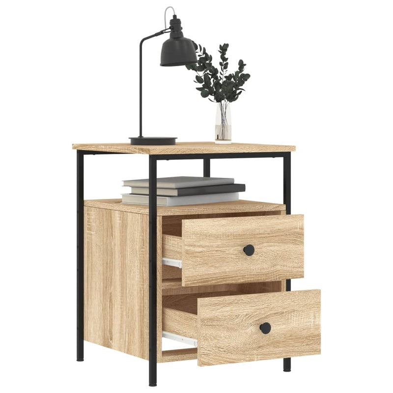 vidaXL 2 db sonoma tölgy színű szerelt fa éjjeliszekrény 44x45x60 cm